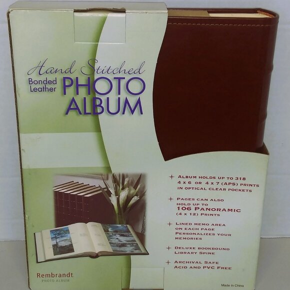 Photo Album Bonded Leather Hand Stitched By Rembrandt Brown Up To 318 4x6 Prints - Picture 2 of 3